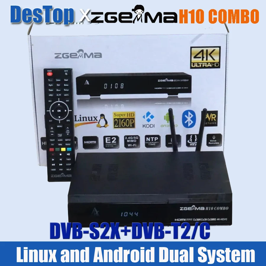 1 шт. лучший спутниковый ресивер ZGEMMA H10 COMBO DVB-S2X/T2/C Hi3798MV200 WIFI 4K UHD Linux Enigma2 и Android