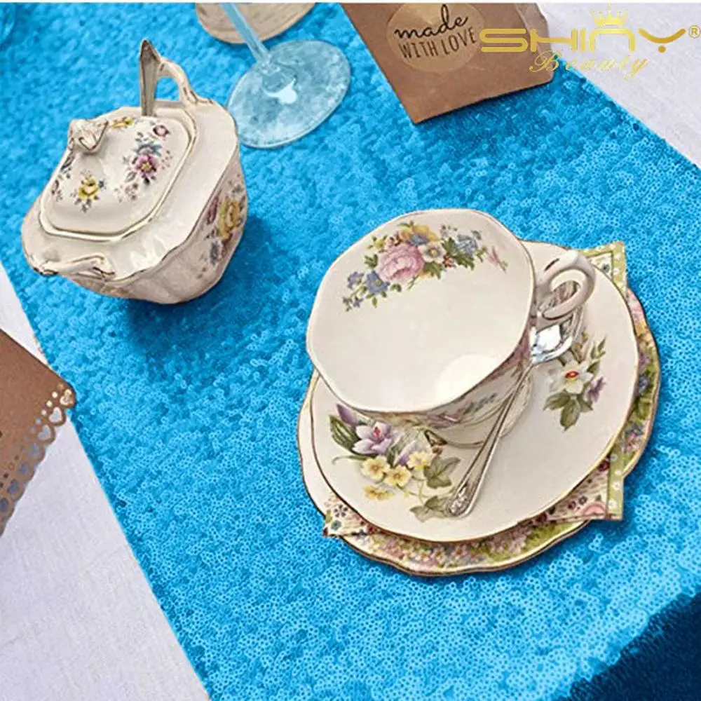 12x72 дюймовый настольный бегун с бирюзовыми блестками s элегантное украшение стола для свадебных торжеств и