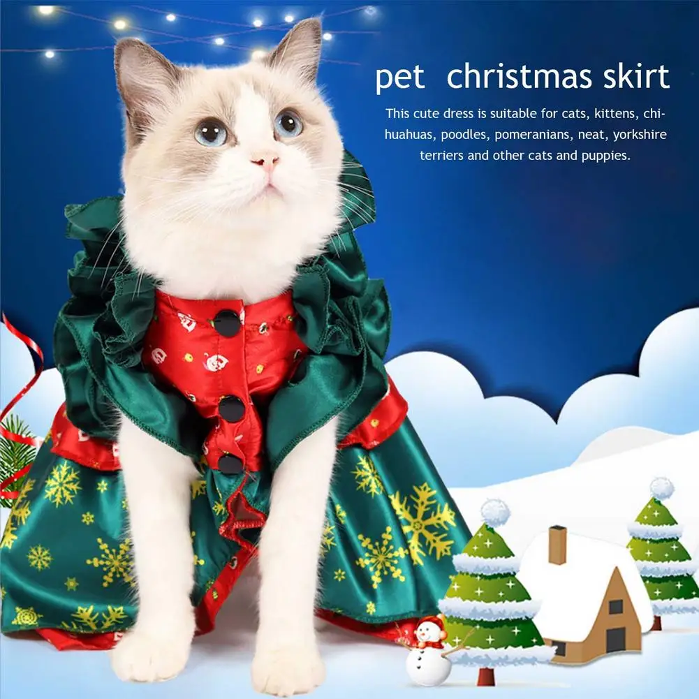 

Pet Cat Christmas Clothes Comfortable Breathable Dress CostumeCreative Pet Cat Dress Wacky Cat Dress Cape Cat