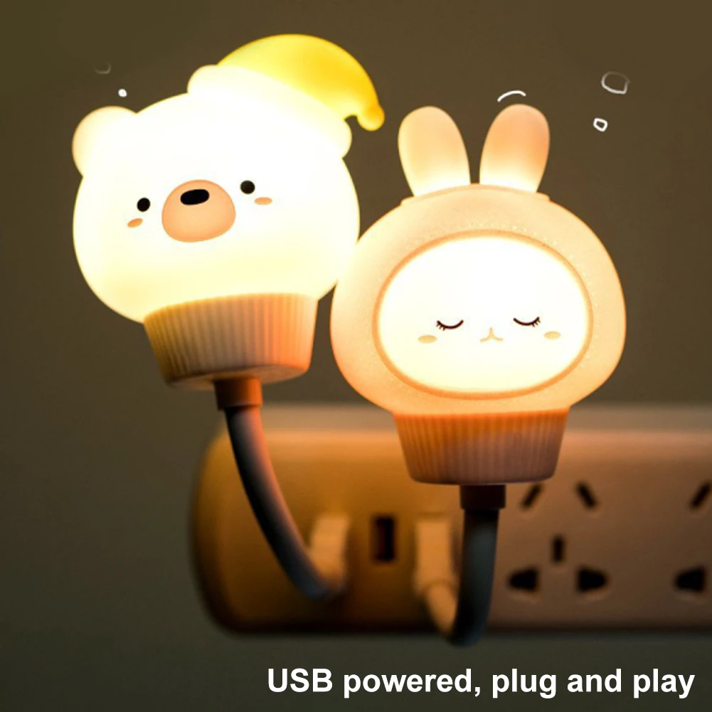 

LED Chlidren Night Light Cute Cartoon Night USB Lamp Bear Remote Control for Baby Kids Bedroom Decor Bedside Lamp Christmas Gift