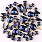 Набор золотых лапок, 50 шт.пакет, смешанный стеклянный кристалл Монтана, Стразы для шитья, свадебные сумки для обуви, сделай сам