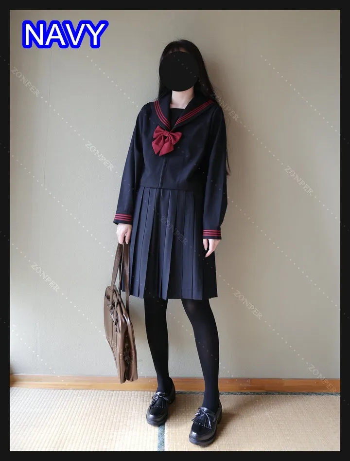 Японская школьная форма для девочек однотонный плиссированный костюм JK черный