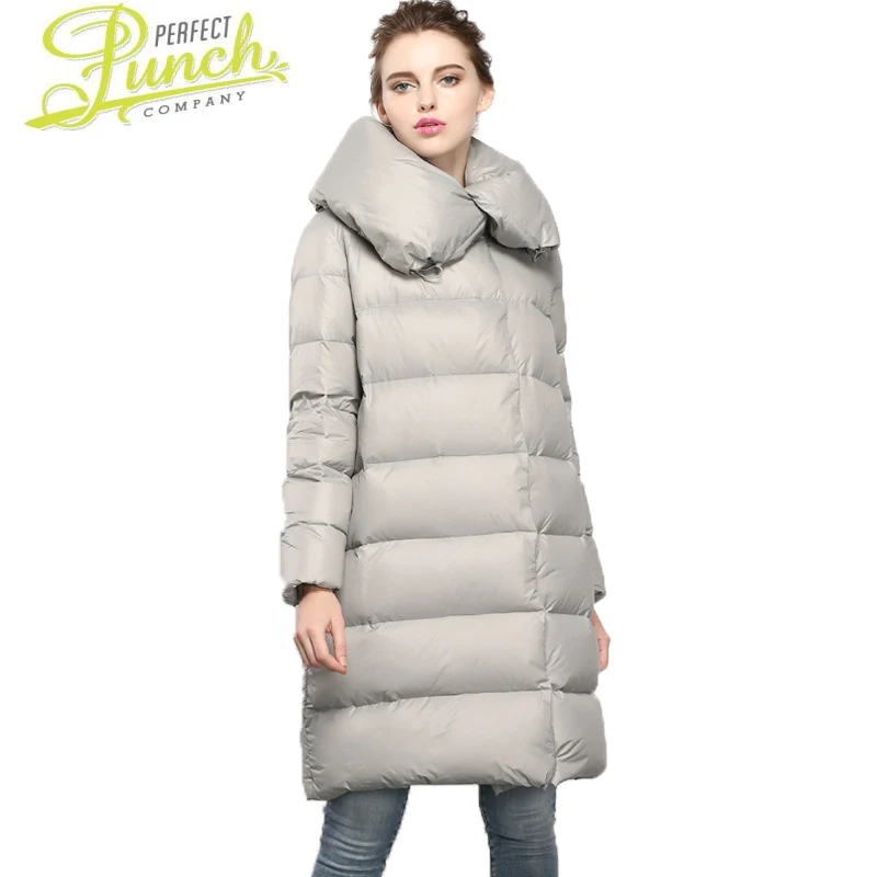 

AYUNSUE Stylish Womens Jacket Turn Collar Duck Down Coats European Parka Female Thick Long Abrigo Mujer ST325