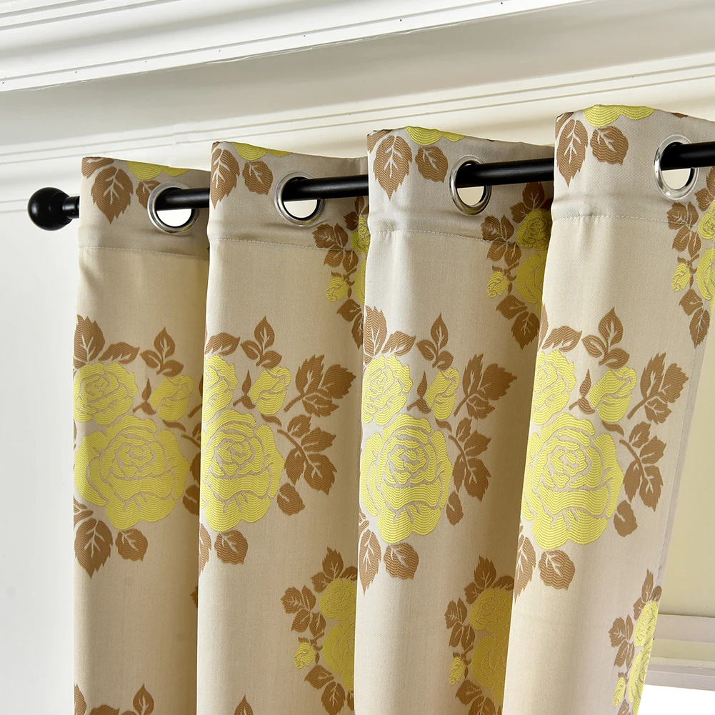NAPEARL 1 Piece Rose Floral Jacquard Home Decor Short Curtains Valance Grommet Top Elegant Modern Design Cabinet Doors | Дом и сад