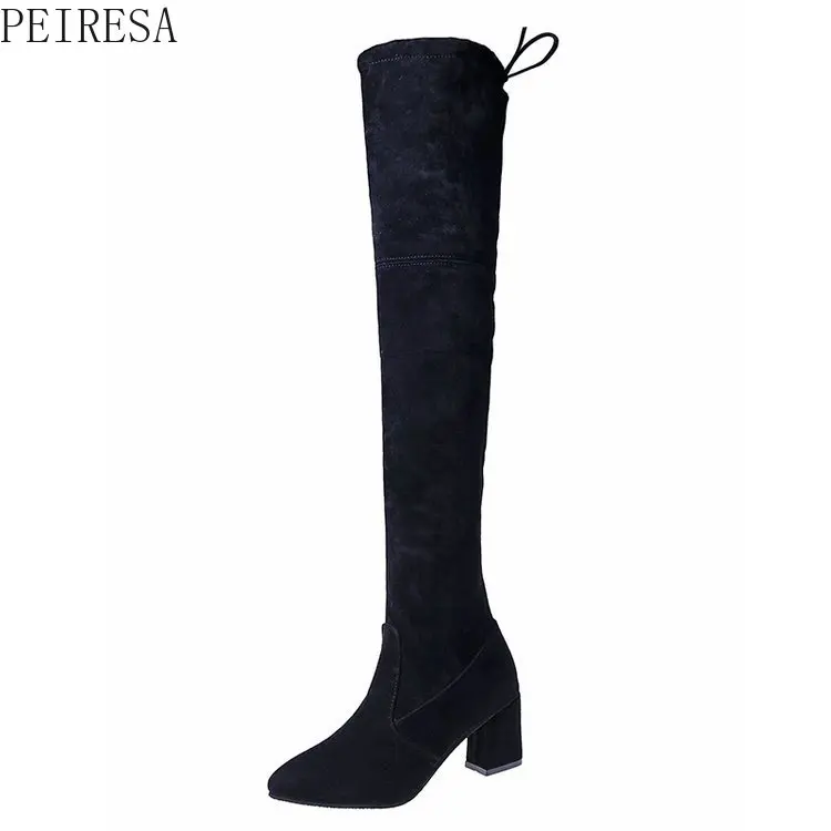 2021 Winter New Women's Leather Boots Women's Shoes Autumn Pointed Thick Heel Lace-up Knight Boots Women