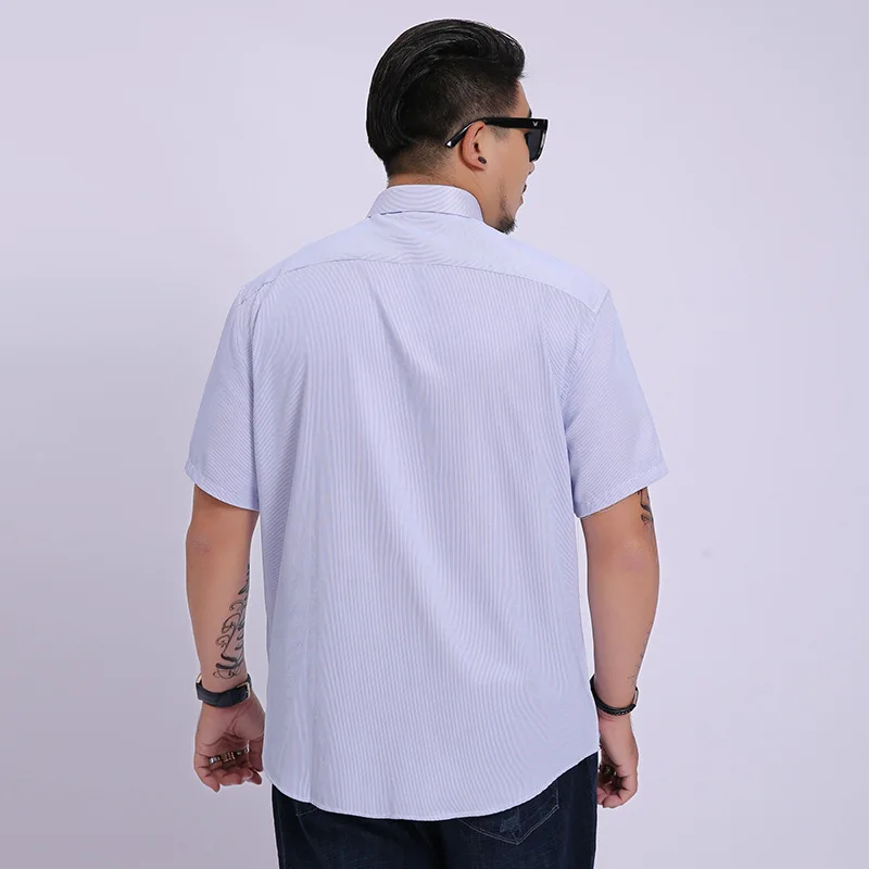 

Summer new men's fattening plus size short sleeve shirt men's fat business casual stripe short sleeve shirt men's fat