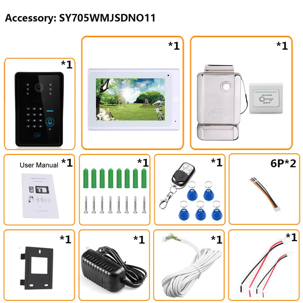 7" TFT Wireless Wifi RFID Password Video Door Phone Doorbell Intercom System with Electric Strike Lock+ 1000TVL Camera | Безопасность
