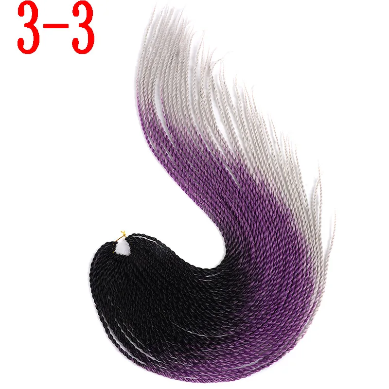 3-3 MERISIHAIR Ombre Сенегальские крученые волосы на крючках косички 24 дюйма 30 корней/упаковка синтетические косички волосы для женщин серый, синий, розовый, бро - Цвет: 3-3