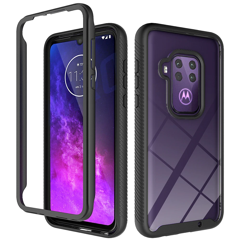 Гибридный мягкий бампер двухслойный чехол для Motorola Moto One Zoom жесткий Кристальный