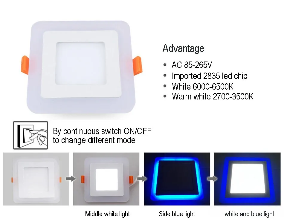 Luz descendente LED redonda de 6W-24W, lámpara de 3 modelos, Panel de doble Color RGB y blanco empotrado con Control remoto, gran oferta