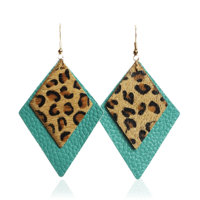 Серьги-подвески женские кожаные геометрической формы с перьями | Украшения и