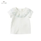 DBJ17479 нижнее белье в стиле бренда dave bellaлетнее платье для маленьких девочек, милая Футболка с принтом персонажей из мультфильмов, Детские топики для девочек, детская мода, футболки