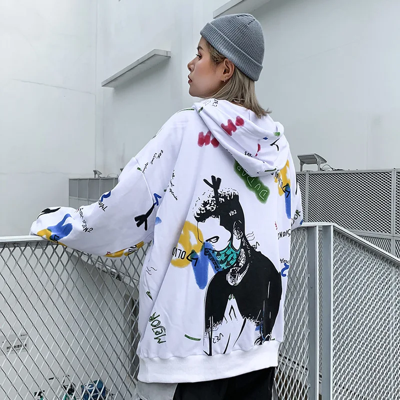 

Graffiti Print Pullover Hoodies Men Women Fashion Harajuku Hooded Sweatshirts Mens Hip Hop Streetwear Hoodie Tops US SIZE MG341