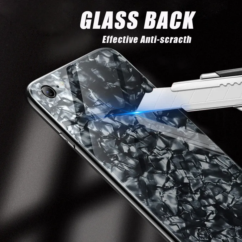 Роскошный ударопрочный чехол из закаленного стекла для iPhone 6 6s 7 8 Plus X Xs Max XR с твердой задней крышкой и мягкой рамкой из силикона на.