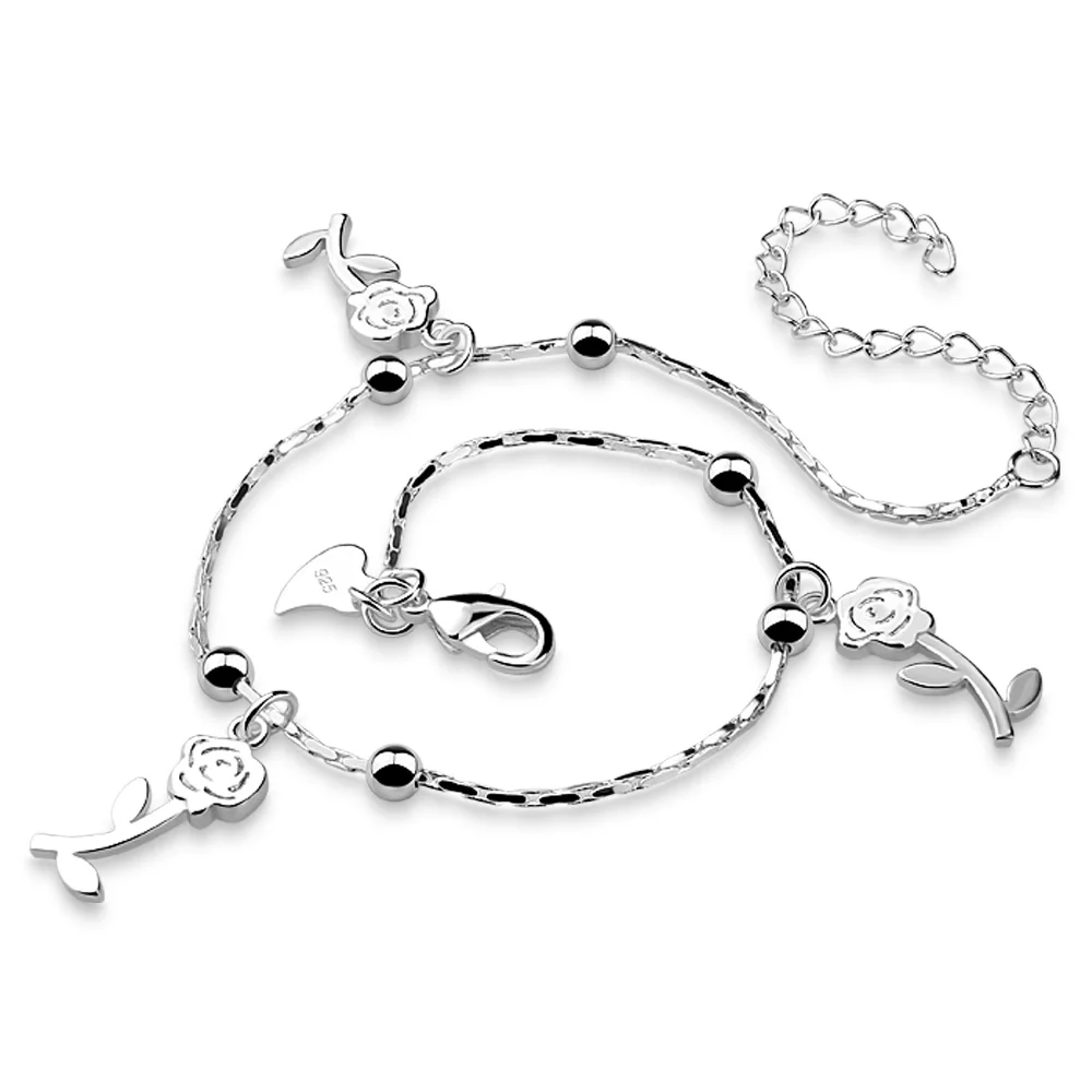 

Женский браслет на ногу из серебра 925 пробы, с блестящей цепочкой