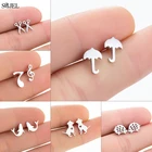 2021 миниатюрные трендовые серьги в форме зонтика из нержавеющей стали, модные серьги-гвоздики в форме скорпиона, акулы, ежика, украшения для собак