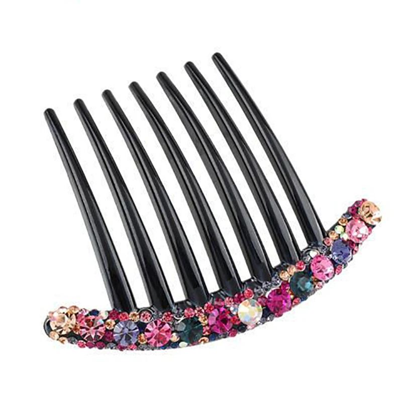 Vintage Flower Crystal Hairclips Fashion Hair Maker Bun Combs Plastic Shiny Hairpins for Women Accessories Gift |
