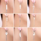 Серьги-кольца SOHOT унисекс крест мужские, висячие украшения из титановой стали с декором луна, звезды, рыбьей кости, листья, треугольник, геометрия, Вечерний Подарок в стиле панк