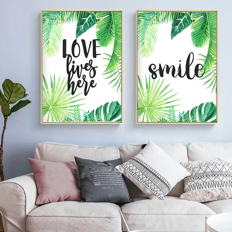 Скандинавская Минималистичная картина с цитатой о любви постер кактусами