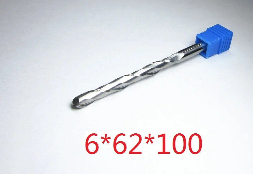 6-62-100 1 шт. Ø 6 мм для Деревообработка МДФ HDF L = 100 мм 80 мм 70 мм 60 мм Карбид сверла со сферическим концом ЧПУ резцы для фрезы резьба гравировка - Длина режущей кромки: 6-62-100