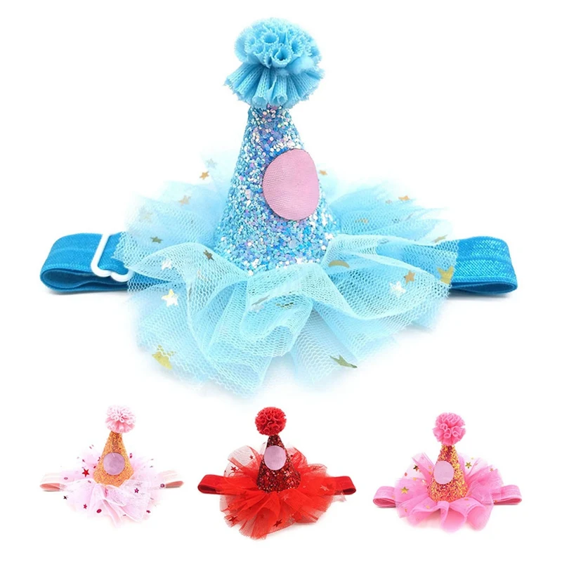 Кружевная шляпа для кошки газовая блестящая собаки на день рождения головной