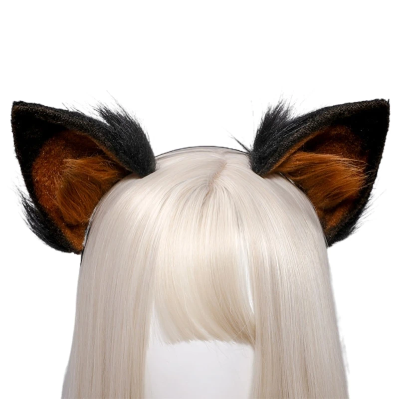 

Faux Fur Animal Headband Realistic Dog Furry Plush Ear Hair Hoop Cosplay Costume X5XA