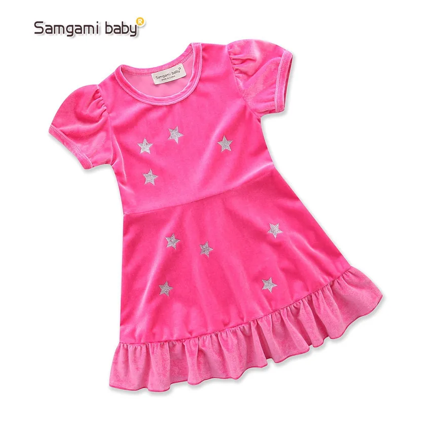 

2020, детская одежда, летнее Новое милое платье принцессы с короткими рукавами и звездами для девочек