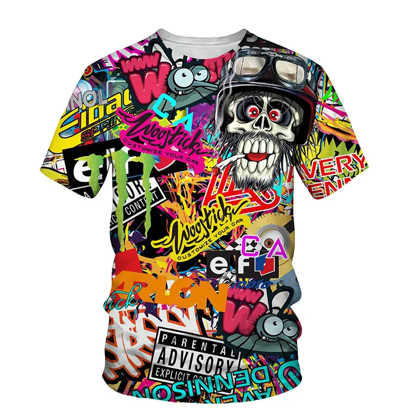 

Men's T-shirt with 3d graffiti art print, o-neck, short sleeve, casual and fashion clothing, summer 2021