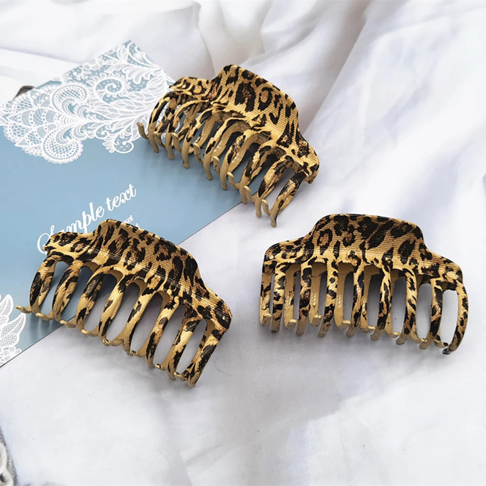 

High Quality Elegant Leopard Women Girls Claw Clip Thick Hair Large Tortoise Acetate Hair Claw Clips