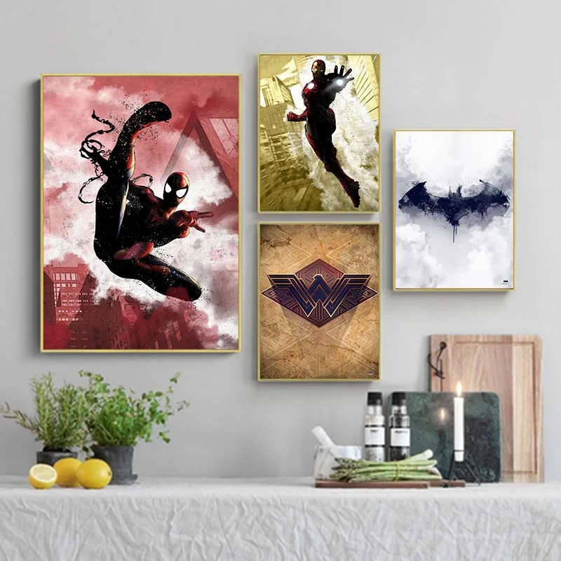 Комиксов Marvel супер герой из плотной ткани танос плакат с суперменом Печать на