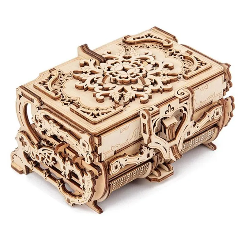 

Деревянная антикварная коробка ручной сборки, 3d Сборка, креативные игрушки-пазлы «сделай сам», сборная игрушка, подарок для детей и взрослы...