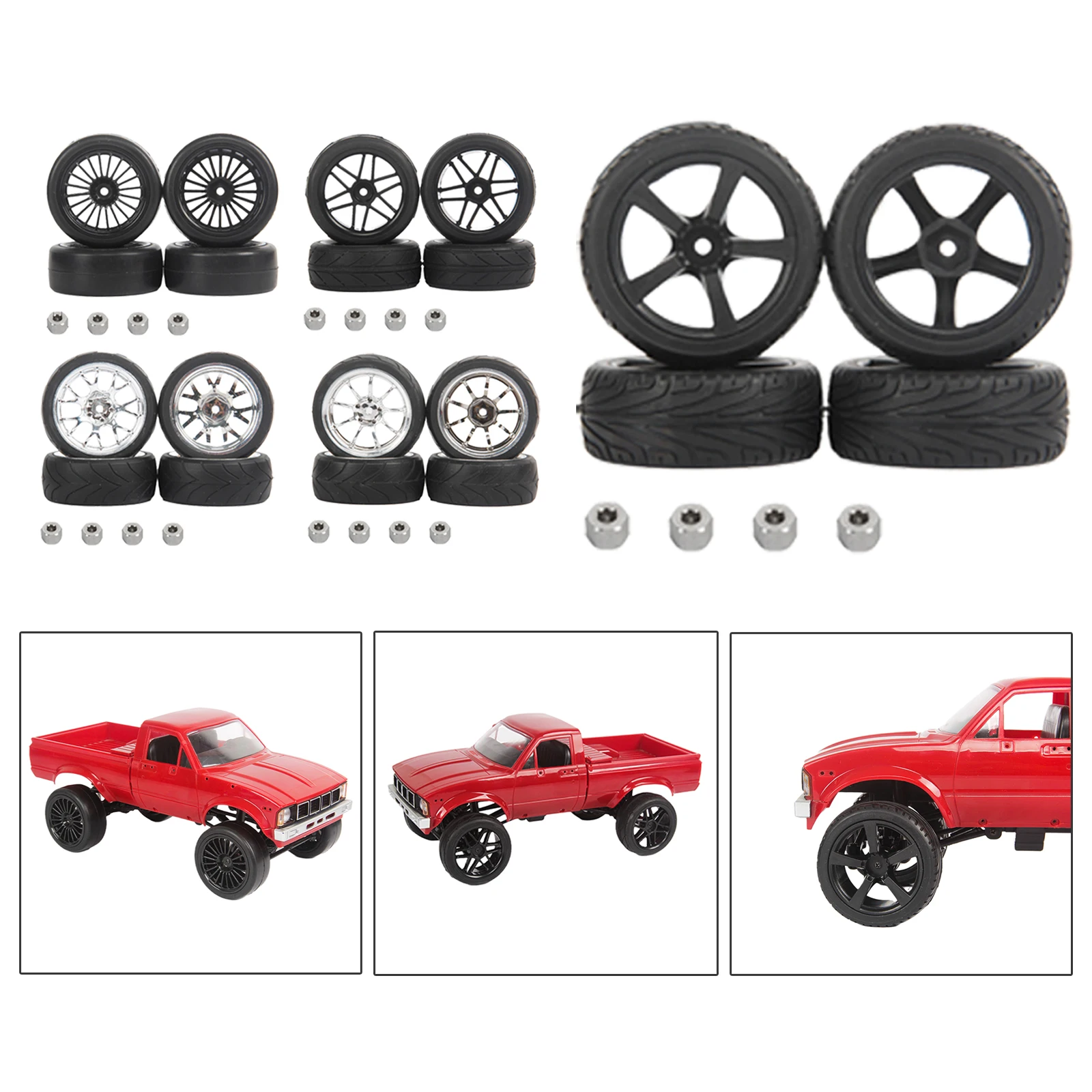 

RC Car 65mm Plastic Tires for WPL B14 B24 C14 C24 C34 C44 Car Tyre ( 4-Pack of )