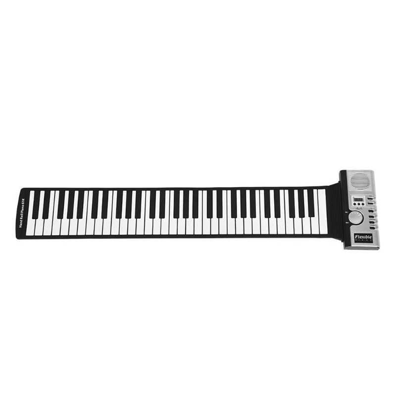 

Roll Piano Portable Electronic Musical Instrument Environmental Protection Piano With Horn Children's Model (61 Keys, White)