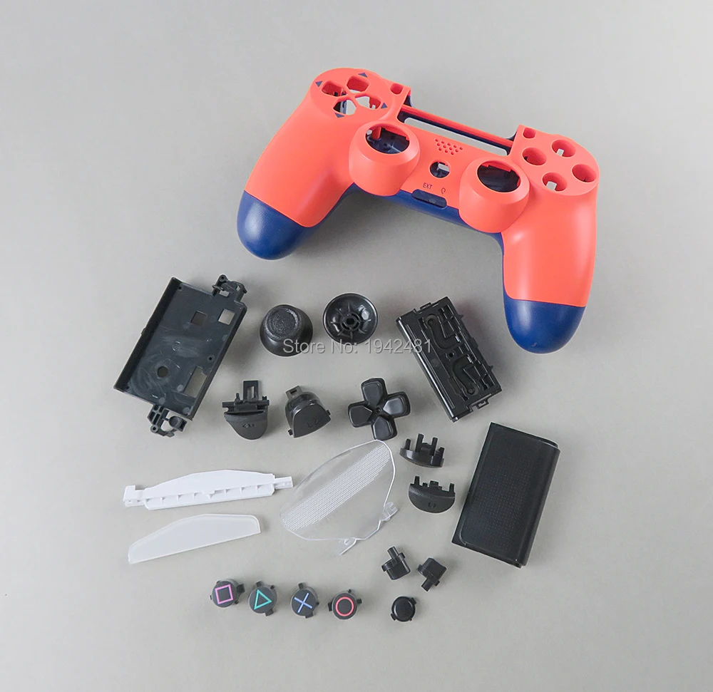 Замена полной оболочки и кнопок для jds 040 JDM 040 DualShock 4 playstation 4 PS4 Pro 4,0 корпус контроллера гладкий Чехол - Цвет: Красный