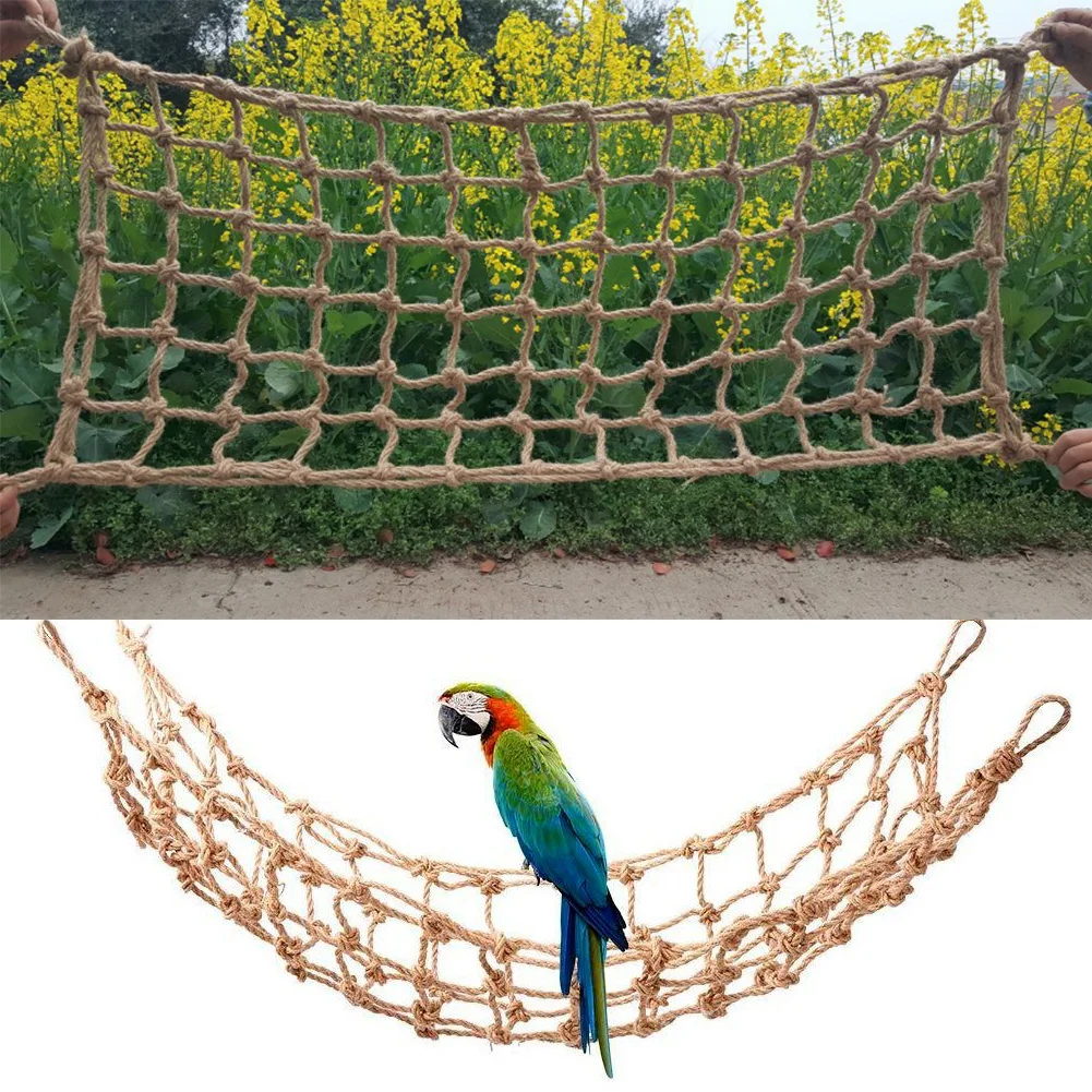 

1PCS Hemp Rope Medium Large Bating Chewing Hamster Parrots Climbing Net Hanging Swing Bird Playing Game Cage Toy