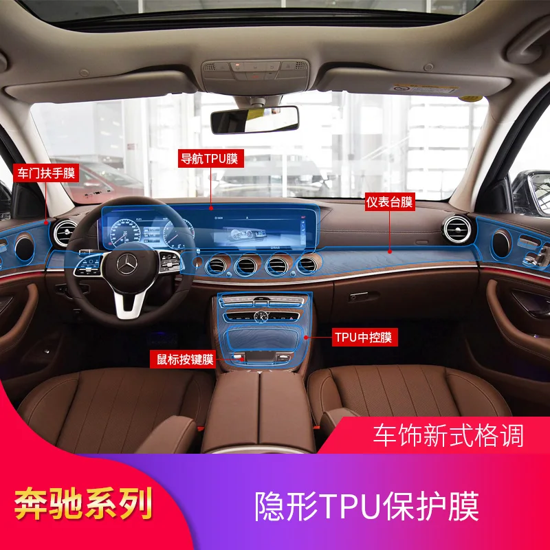 

2021 Suitable For Benz Mercedes New E-class E200l E300l Interior Tpu Central Control Panel Modification Protective Anti Scratch
