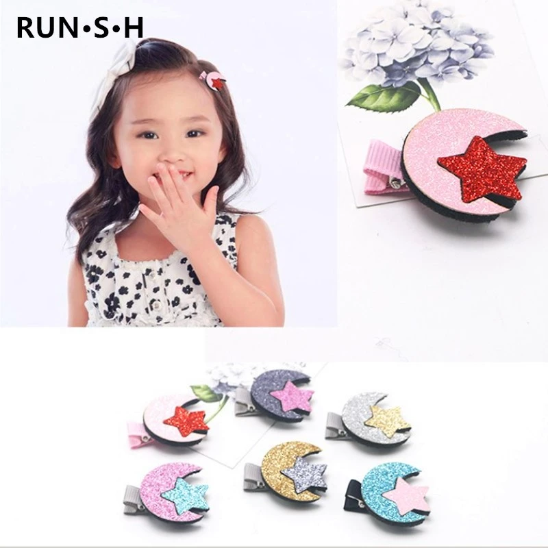 4 шт. заколки для волос с изображением Луны и Микки Мауса маленьких девочек