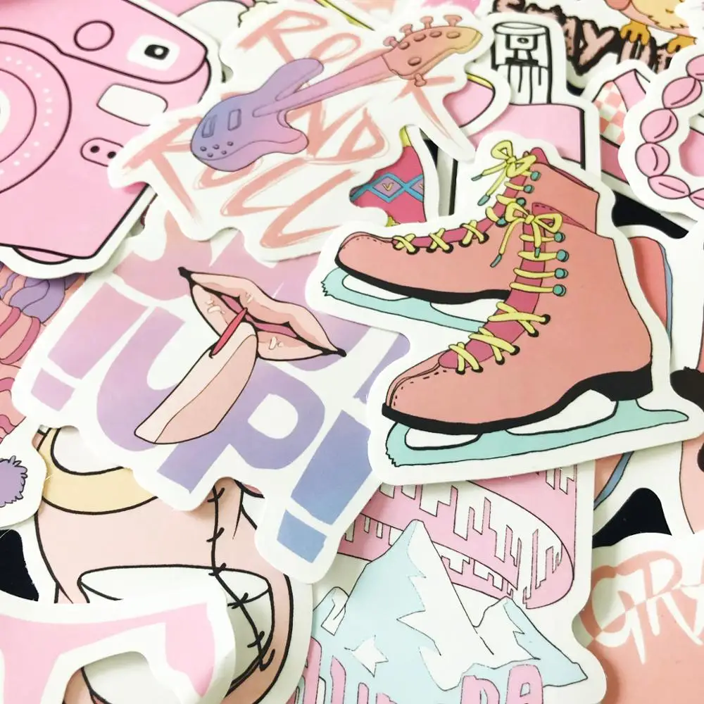 35 шт. синий/розовый/желтый мультфильм VSCO девушка стикер игрушка DIY портативный