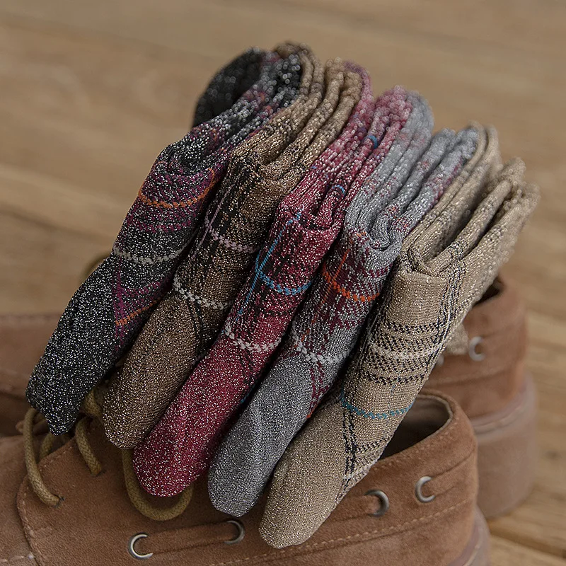 Новинка Осень 2019 женские носки в британском стиле клетку золотистые и