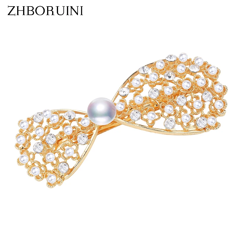 Женская заколка для волос ZHBORUINI с жемчужными бусинами из натурального