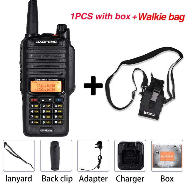 Add Nylon bag Мощный 10 Вт Baofeng UV-9R plus Walkie Talkie UV9R портативный CB Ham Радио 9rhp двухдиапазонный КВ трансивер 4800 мАч двухстороннее радио - Цвет: Add Nylon bag