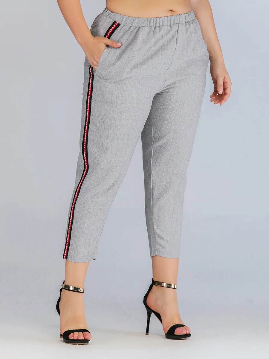 2021 летнее платье размера плюс узкие брюки для женщин Узкие повседневные штаны с