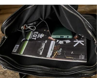 Leather Mens Briefcase Men Cross Section Casual Handbags Computer Bag High-end Retro Soft Black Leather Portable Business Bags