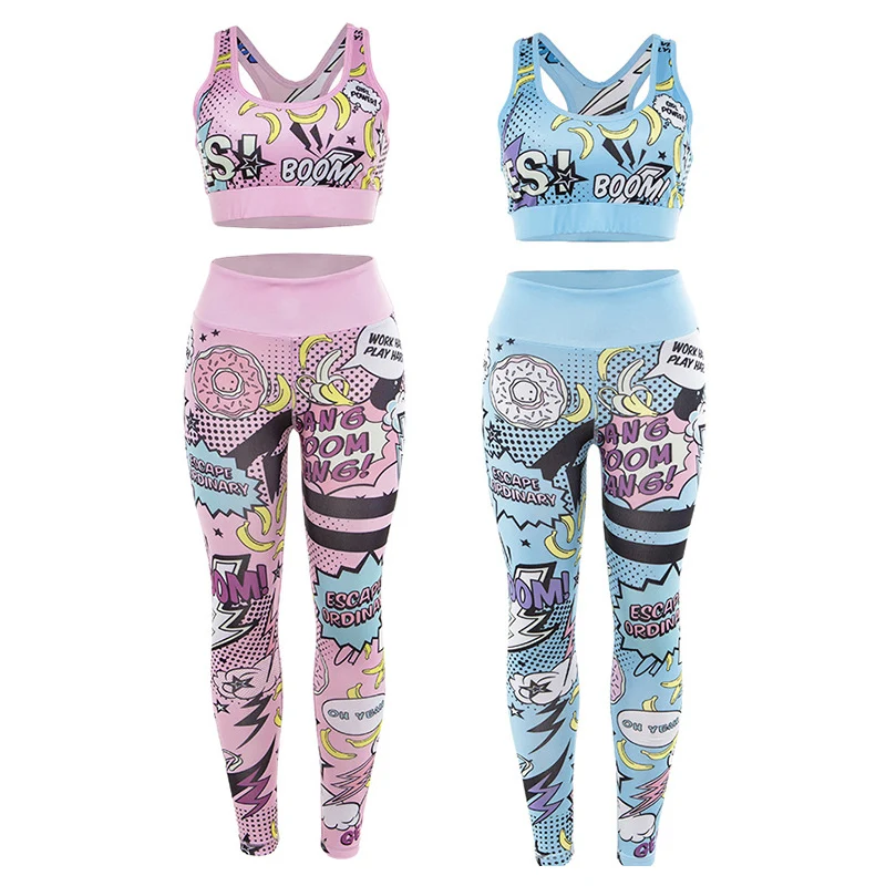 Женский комплект для йоги спортивная одежда сексуальная спортзала граффити