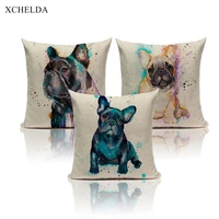 cushion cover linen canada french bulldog print creative dog throw pillow case colorful animal home decorative pillowcase 45x45