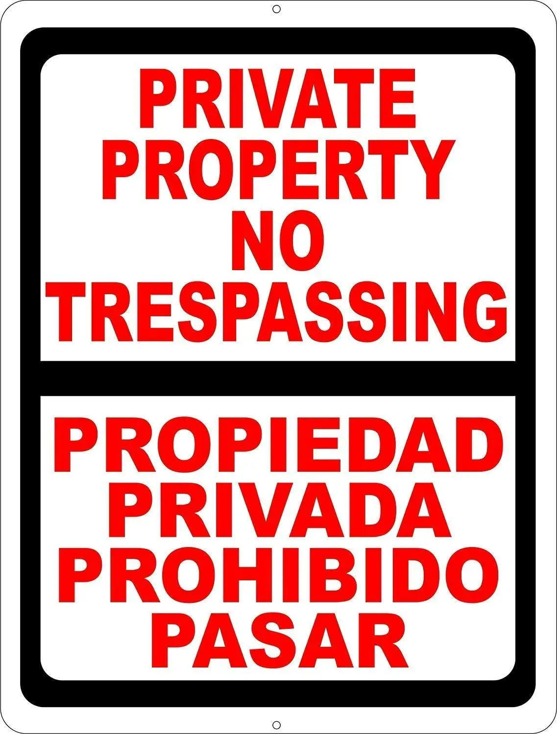 

EDDIOAN Bilingual Private Property No Trespassing Sign. English; Spanish Security Signs. Privada. Metal Aluminum Sign Aluminum