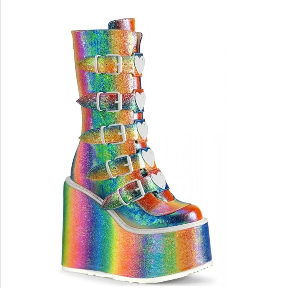 

Women Height Increasing Platform Ankle Boots Female Ladies Sexy Buckle Straps Autumn Winters High Top Boots Sapatos Femininos