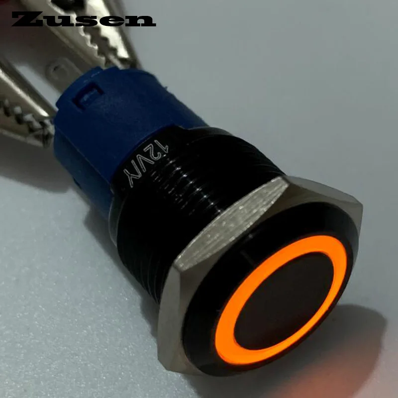 Zusen 16 мм кольцо освещенное защелкивающаяся кнопка(ZS16F-11ZE/R/12 V/A - Цвет: Цвет: желтый