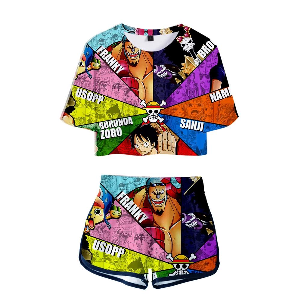 New One Piece two Set Summer Sexy Cotton Printed T shirt Album Woman Suit Shorts Crop Fashion Tops+Shorts Pants Custom | Женская одежда