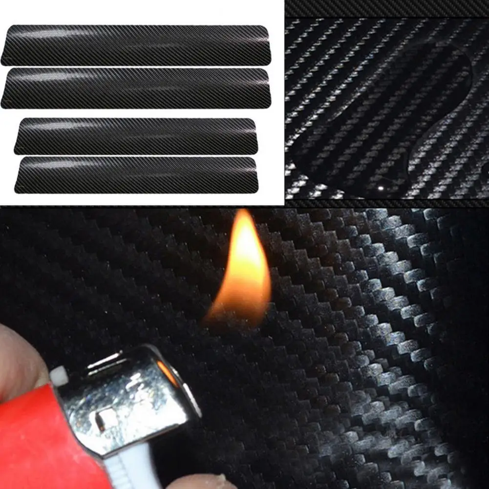 

4Pcs/Set Carbon Styling Sticker Fiber Scuff Plate Film Classic Convenient Auto Supply Motor Vehicles Car Carpet Strip Sticker